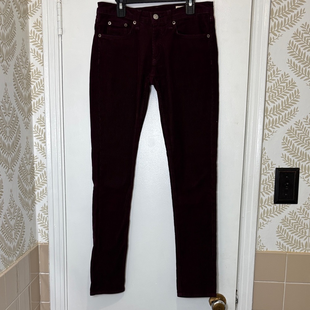 Rag & Bone Burgundy Corduroy Skinny Pants Size 27